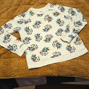 Disney Mickey/Minnie Mouse Ice Skating Christmas Sweatshirt L/Large Pink/Aqua